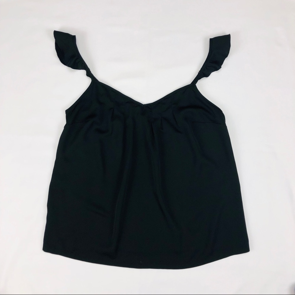 ModCloth Flirty Black Ruffle Strap Tank Top